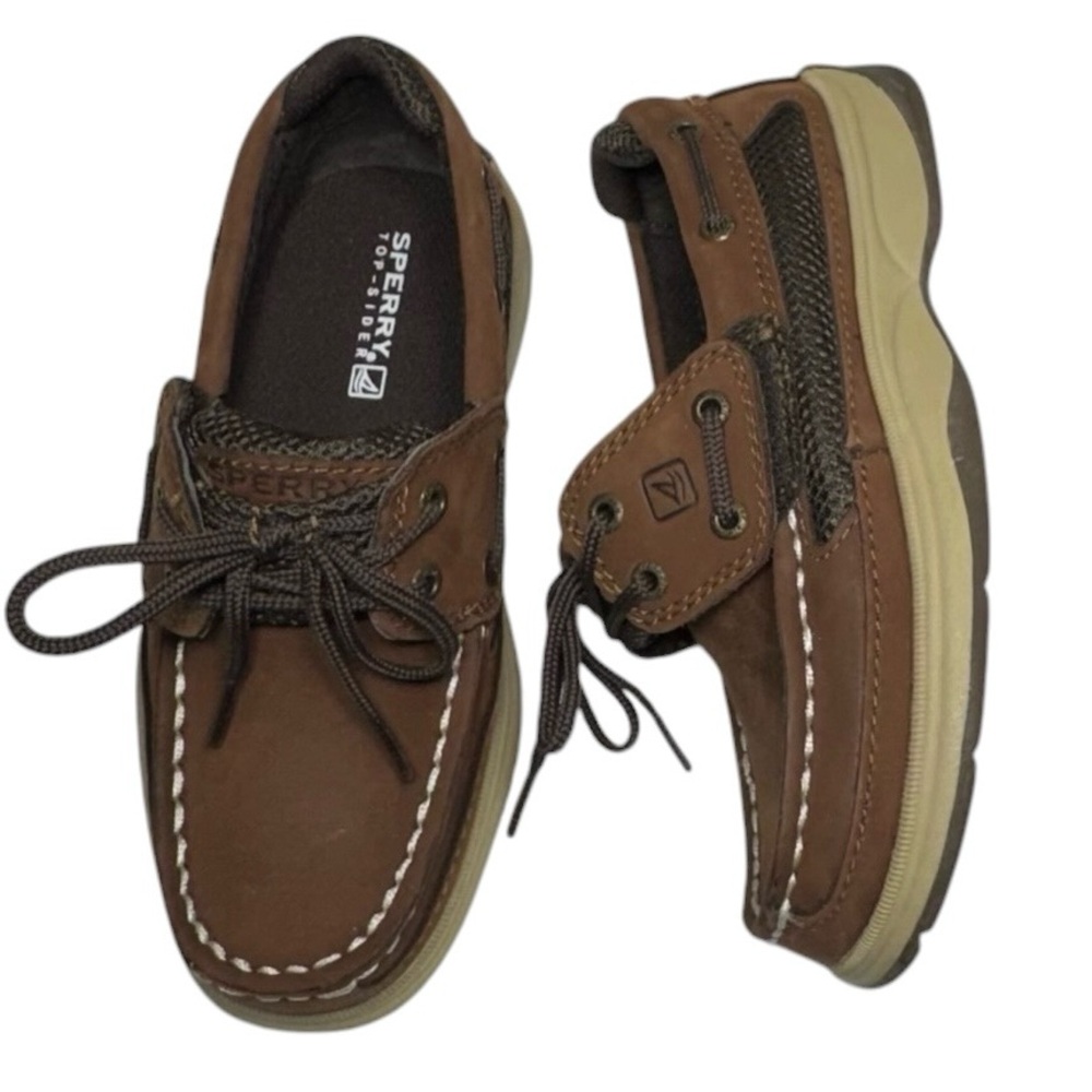 Sperry Boy’s Lanyard Brown Leather Boat Shoes Size 11.5